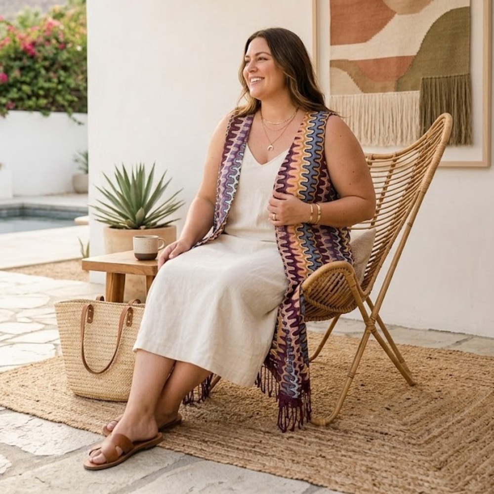 It’s 2x Boho Knit Longline Cardigan Open Front Fr… - image 3